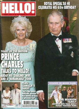 Hello! Mag: Prince Charles 65th Birthday, Camilla, Richard Branson Necker Island