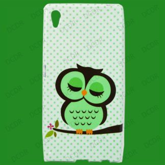 Green Owl Sleeping Pattern Silicone Rubber Soft Cover Case For Sony Xperia Z4