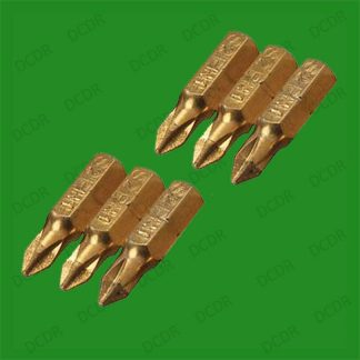 6x Phillips No. 1x25mm Screwdriver Bits, Diamond Coated, 1/4" Hex, S2 Steel