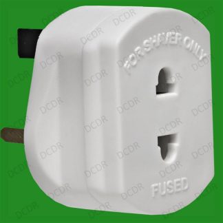 1A Fused White 2 Pin To 3 Pin Shaver Plug Adaptor Bathroom, Bedroom, Toothbrush