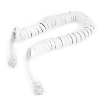 2m RJ9 Telephone Extension Coil Cable Lead, Male to Male, Phone Line Fax Modem