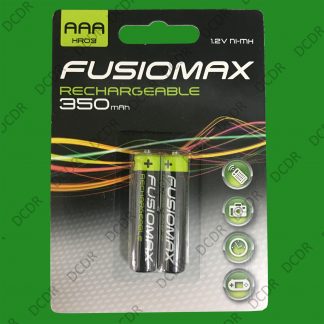 2x AAA Rechargeable Fusionmax NiMH Batteries, HR03, 1.2V, Ni-Mh, 350mAh