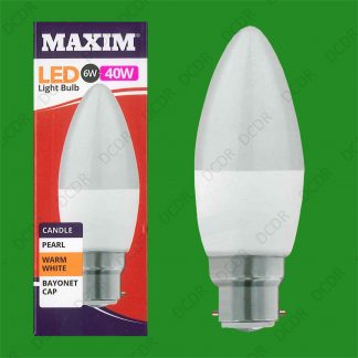 1x 6W (=40W) LED Pearl 2700K Warm White BC B22 Candle Light Bulb Lamp
