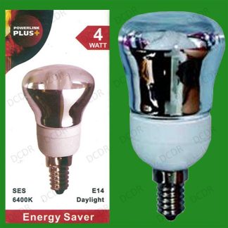 2x 4W CFL R63 Bulbs SES E14 Reflector Spot Light 6400K Daylight White Lamps