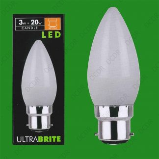 1x 3W Low Energy LED Pearl Candle 3000K BC B22 Bayonet Cap Light Bulb Lamp