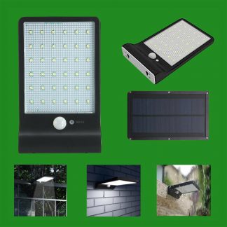 36 LED 2.5W Black Solar Power PIR Motion Sensor IP44 Garden, Security Light