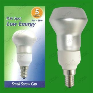 2x 5W R50 Low Energy CFL Reflector Spot Light Bulbs E14 Small Screw SES Lamps