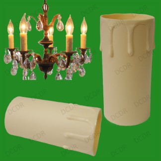 2x Ivory Drip Candle Wax Effect Chandelier Light Bulb Cover Sleeve 85mm x 40mm