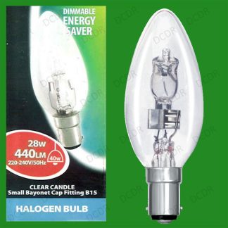 2x 28W (=40W) CLEAR DIMMABLE HALOGEN CANDLE, ENERGY SAVING LIGHT BULBS LAMPS SBC
