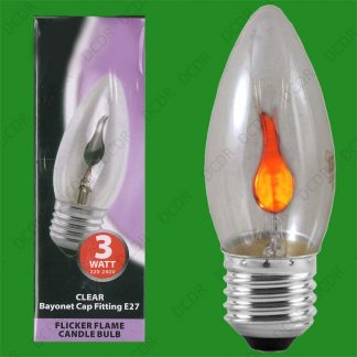 2x 3W Clear Flicker Flame Candle Light Bulb E27 Decorative Chandelier Lamp Globe