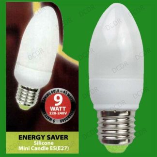 1x 9W Low Energy Power Saving CFL Candle Light Bulbs, ES E27 Edison Screw Lamp
