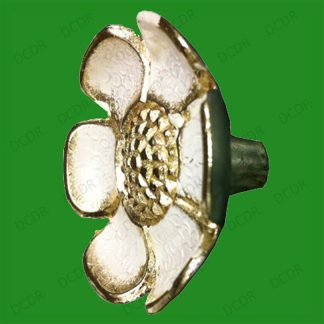 4x 37mm Flower Shaped, Brass Effect Cabinet, Cupboard, Drawer, Door Knobs
