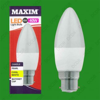 2x 6W (=40W) LED Pearl 4000K Cool White BC B22 Candle Light Bulb Lamp