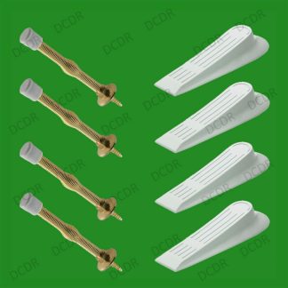 8 Piece Set, 4 Doorstop Wedges & 4 Spring Door Protection Stoppers, Jam, Block
