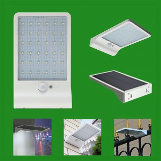 36 LED 2.5W White Solar Power PIR Motion Sensor IP44 Garden, Security Light