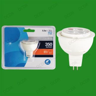 1x 5.5W LED Ultra Low Energy, Instant On, 12V MR16 GU5.3 Spot Light Bulb Lamps
