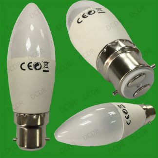 2X 6W BC B22 Daylight White 6500K LED Pearl Candle Light Bulb Bayonet Lamps