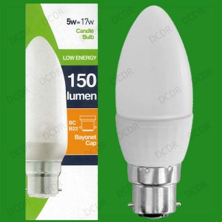 3x 5W Low Energy Power Saving CFL Candle Light Bulbs, Bayonet, BC, B22 Lamps