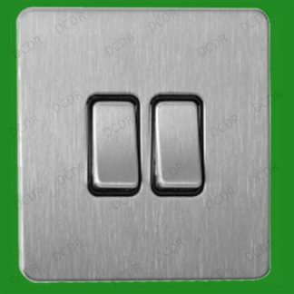 2 Gang Screwless Stainless Steel Light Switch, 2 Way