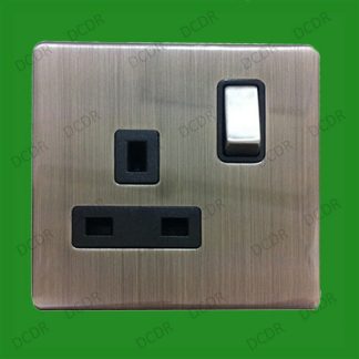 1 Gang, Stainless Steel Screwless Single Mains Socket with Switch