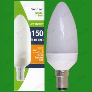 4x 5W Low Energy Power Saving CFL Candle Light Bulbs Small Bayonet SBC B15 Lamps