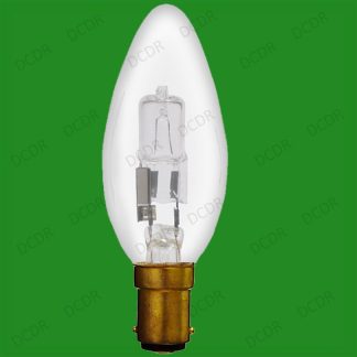 4x 18W =25W Halogen Dimmable Clear Candle Energy Saving Light Bulbs SBC B15 B15d