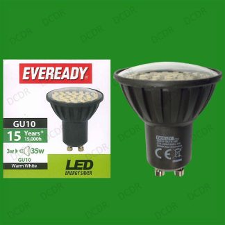 4x 3W (=35W) Eveready LED Ultra Low Energy Instant On GU10 Spot Light Bulb Lamp