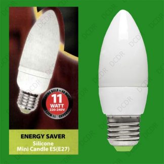 4x 11W Low Energy CFL Candle Light Bulb, ES E27 Power Saving Lamp