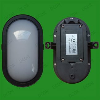 Black 5.5W Security LED Surface Mountable Bulkhead Lamp, IP44 3000K Warm Light