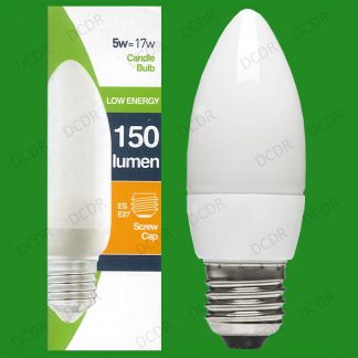 6x 5W Low Energy Power Saving CFL Candle Light Bulbs ES, E27, Edison Screw Lamps