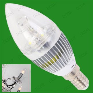 4x 3W LED Ultra Low Energy Clear Candle Light Bulbs, E14, SES Lamps Chandelier