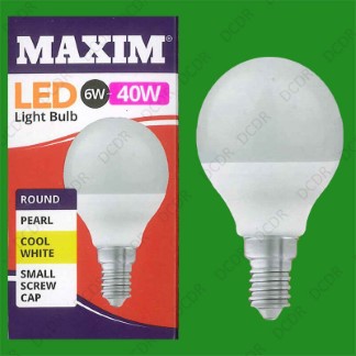 100x 6W (=40W) Pearl G45 Golf Ball LED Light Bulb, Round E14 SES Cool White Lamp