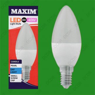 4x 6W (=40W) LED Pearl 6500K Daylight White SES E14 Candle Light Bulb Lamp
