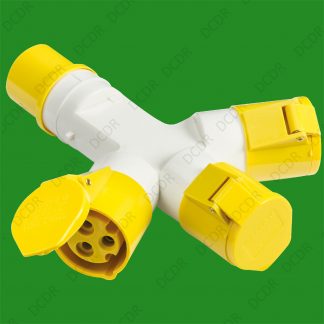 16A 110V IP44 Ceeform Tripler, 3 Pin Heavy Duty Power Plug for Construction