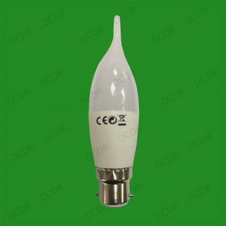 4x 6W BC B22 6500K Daylight White LED Bent Tip Candle Low Energy Light Bulb Lamp