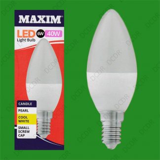 8x 6W (=40W) LED Pearl 4000K Cool White SES E14 Candle Light Bulb Lamp