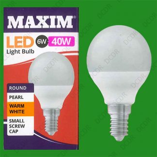 25x 6W (=40W) Pearl G45 Golf Ball LED Light Bulb, Round E14 SES Warm White Lamp