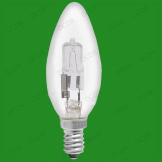 8x 18W (=25W) Dimmable Halogen Clear Candle Light Bulbs, SES E14 Lamps