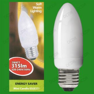 4x 7W Low Energy Power Saving CFL Candle Light Bulbs Chandeliers etc ES E27 Lamp