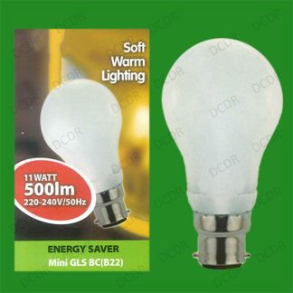 8x 11W Warm White Low Energy Power Saving CFL Mini GLS Light Bulb, BC, B22, Lamp