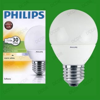 10X 7W Philips CFL Round Golf Ball ES E27 Light Bulb 2700K Globe Lamp Warm White