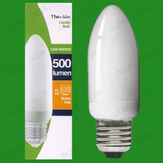 8x 11W Low Energy Power Saving CFL Candle Light Bulbs ES, E27 Edison Screw Lamps