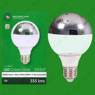 3x 5W LED Instant On Crown Silver Top Reflector G80 Clear Light Bulb Lamp ES E27