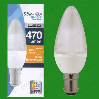 10x 5.5W LED Ultra Low Energy, Instant On, Pearl Candle Light Bulbs SBC B15 Lamp