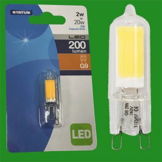 12x 2W G9 Capsule LED 200 lumen, Instant On Light Bulb Halogen Replacement