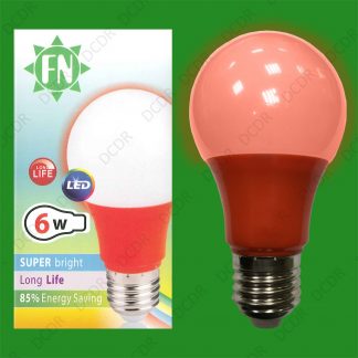 8x 6W LED Red Coloured GLS A60 Light Bulb Lamp ES E27, Low Energy 110 - 265V