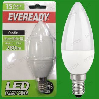 8x 4W LED Ultra Low Energy Instant Start Candle Light Bulbs, SES, E14 Lamps