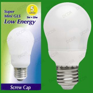 12x 5W Low Energy Power Saving CFL Mini GLS Light Bulb ES, E27 Edison Screw Lamp