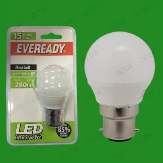 12x 4W LED Eveready Ultra Low Energy Instant Start Golf Light Bulbs BC B22 Lamps