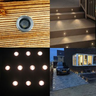 10x IP67 15mm LED Warm White Decorative Plinth Kitchen, Porch Garden Lights